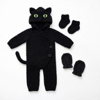 Crochet Black Cat Baby Romper