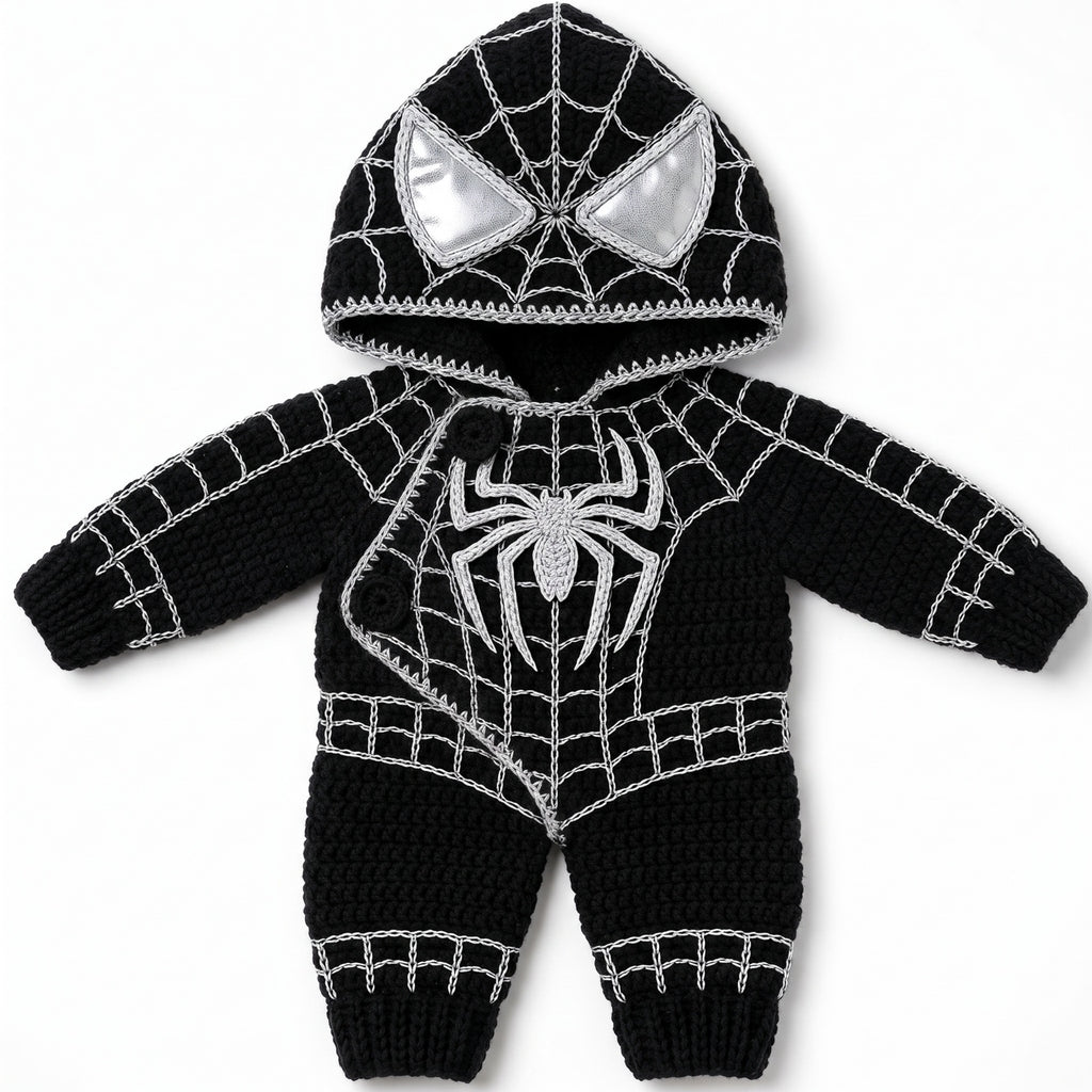 Crochet Black Spider Baby Romper