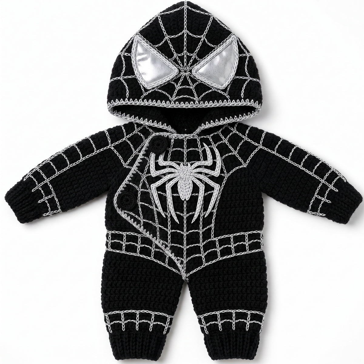 Crochet Black Spider Baby Romper