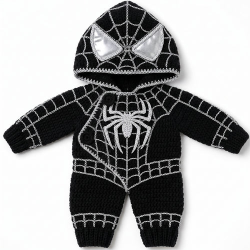 Crochet Black Spider Baby Romper