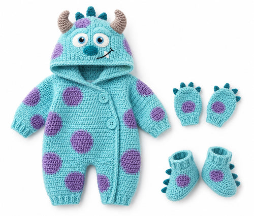 Crochet Blue Monster Baby Romper