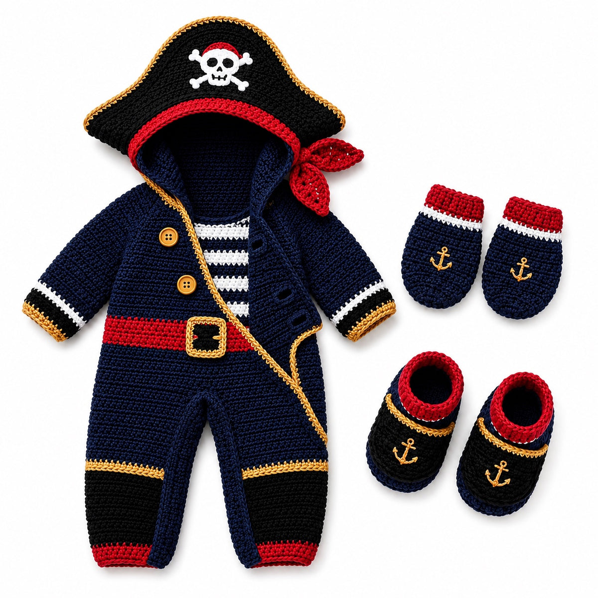 Crochet Little Pirate Baby Romper