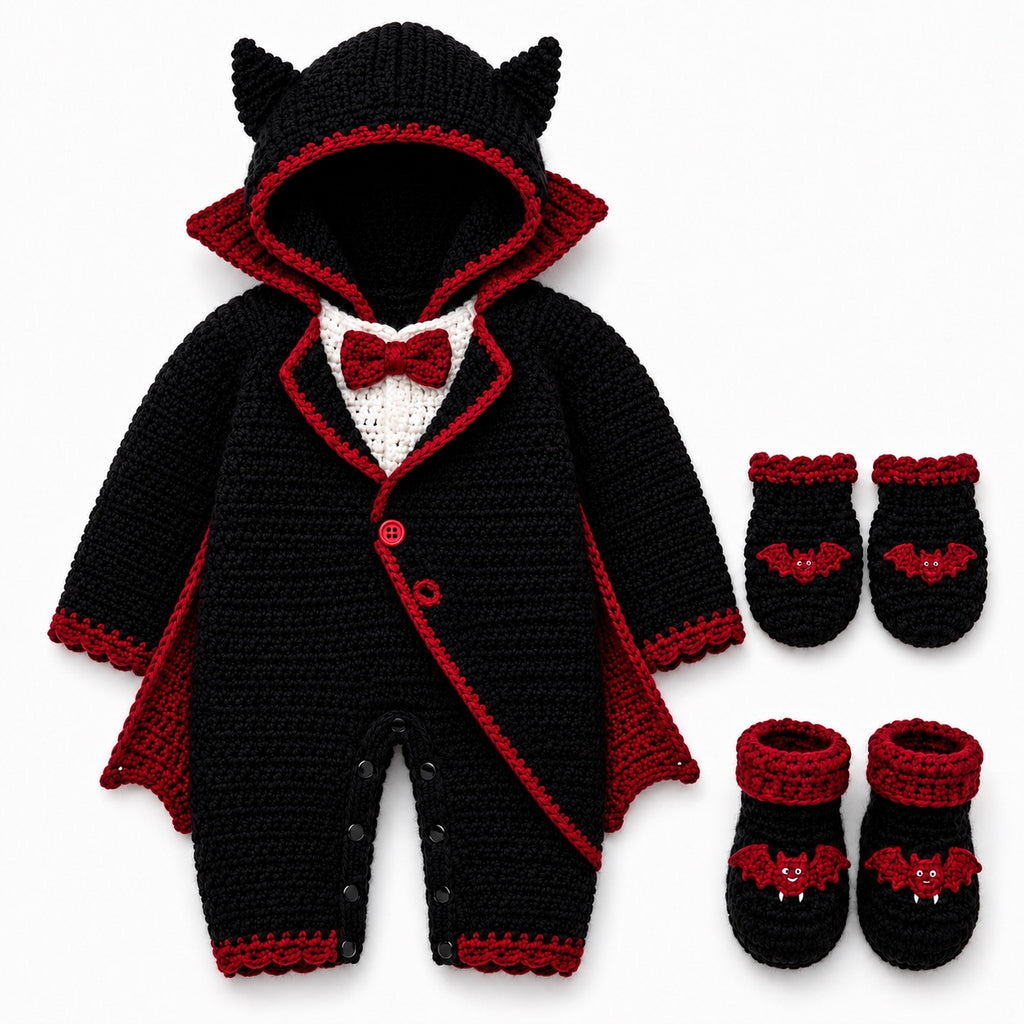 Crochet Little Vampire Baby Romper