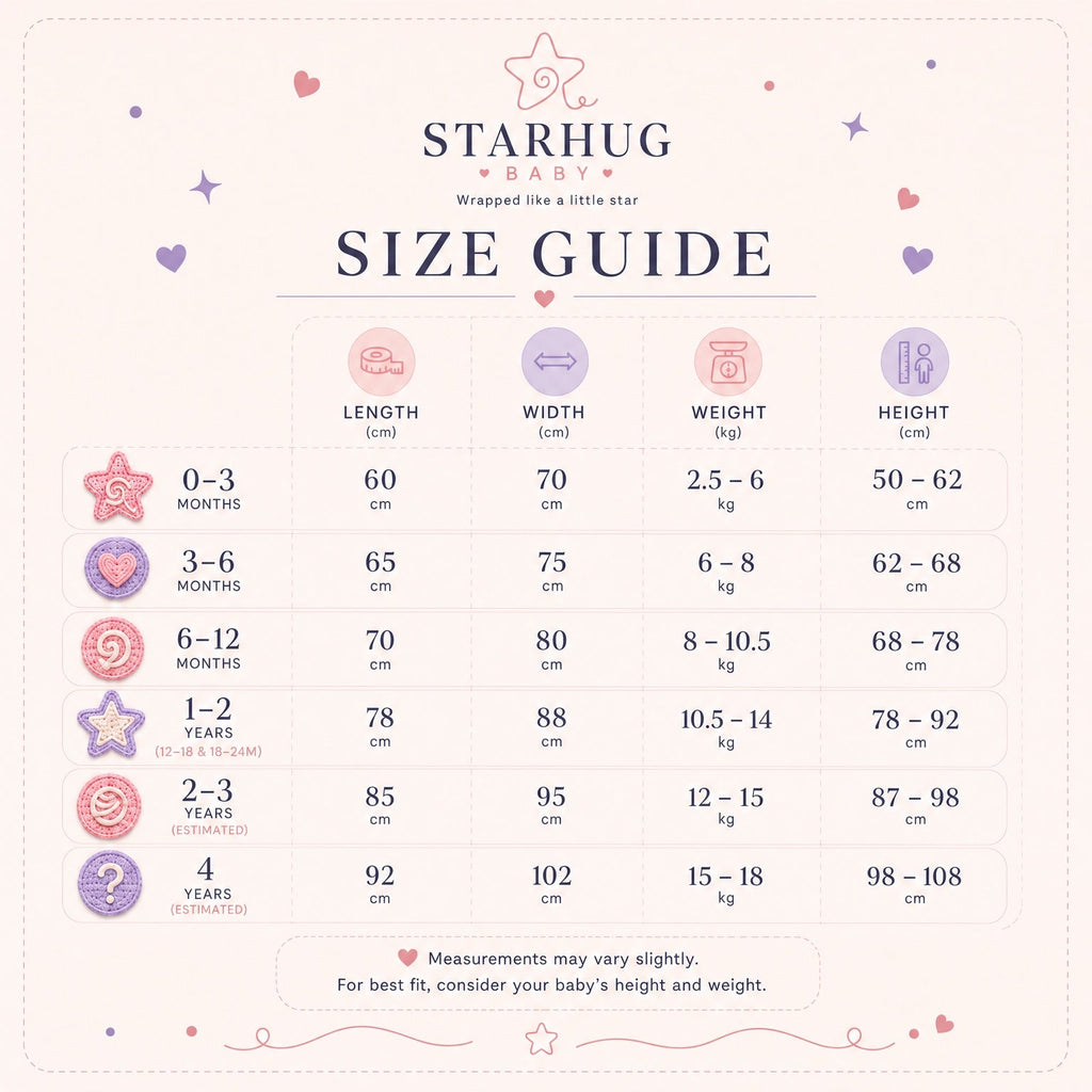 StarHug Baby Size Guide