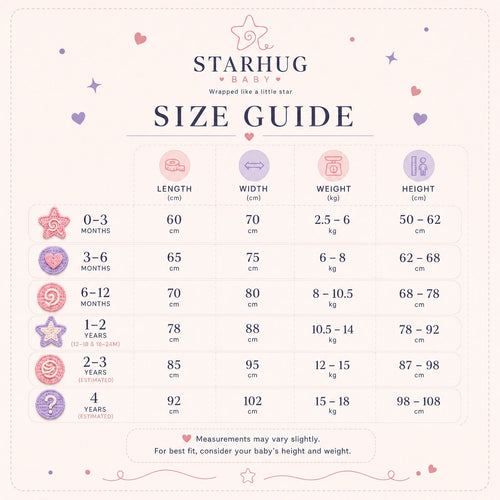 StarHug Baby Size Guide