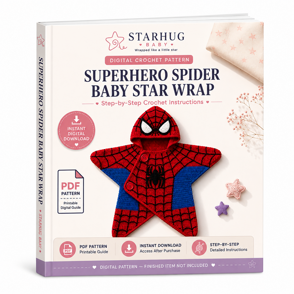 Superhero Spider Baby Star Wrap Digital Crochet Pattern cover